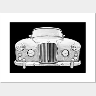 Alvis TD21 Series II 1960s classic car monochrome Posters and Art